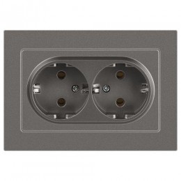 Розетка 2-м СП Accent 6-205-09 16А IP20 250В 2P+E Schuko AL/CU титан Intro Б0063500