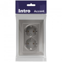 Розетка 2-м СП Accent 6-205-09 16А IP20 250В 2P+E Schuko AL/CU титан Intro Б0063500