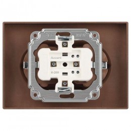 Розетка 2-м СП Accent 6-205-09 16А IP20 250В 2P+E Schuko AL/CU титан Intro Б0063500