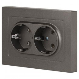 Розетка 2-м СП Accent 6-205-09 16А IP20 250В 2P+E Schuko AL/CU титан Intro Б0063500