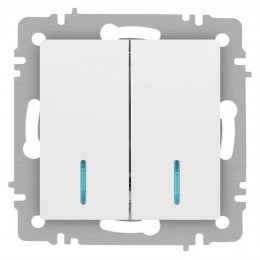 Выключатель 2-кл. СП Accent 6-105-01М 10А IP20 250В с подсветкой AL/CU бел. матов. Intro Б0063507