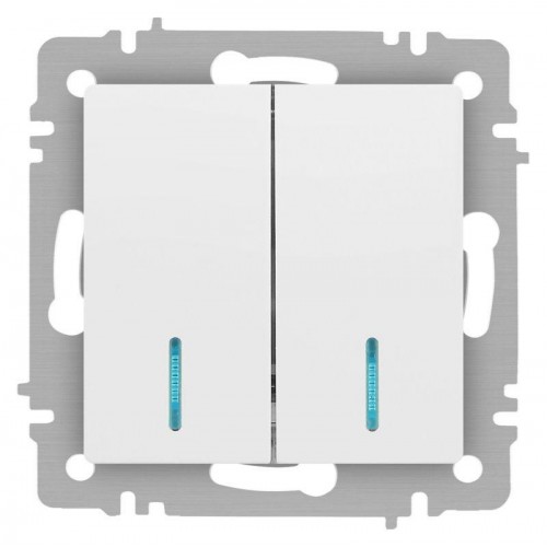 Выключатель 2-кл. СП Accent 6-105-01М 10А IP20 250В с подсветкой AL/CU бел. матов. Intro Б0063507