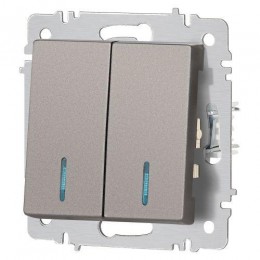Выключатель 2-кл. СП Accent 6-105-09 10А IP20 250В с подсветкой AL/CU титан Intro Б0063525