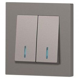 Выключатель 2-кл. СП Accent 6-105-09 10А IP20 250В с подсветкой AL/CU титан Intro Б0063525