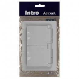 Розетка 2-м СП Accent 6-210-01 16А IP44 250В 2P+E Schuko с крышками защ. шторки AL/CU бел. Intro Б0063577