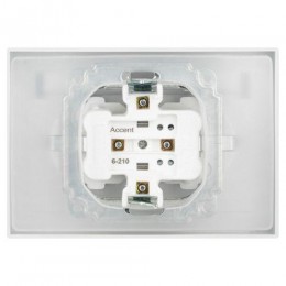 Розетка 2-м СП Accent 6-210-01 16А IP44 250В 2P+E Schuko с крышками защ. шторки AL/CU бел. Intro Б0063577