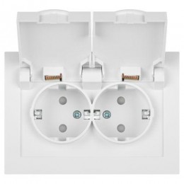 Розетка 2-м СП Accent 6-210-01 16А IP44 250В 2P+E Schuko с крышками защ. шторки AL/CU бел. Intro Б0063577