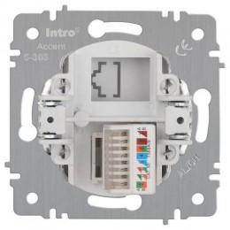 Розетка компьютерная 1-м СП Accent 6-303-01 RJ45 IP20 бел. Intro Б0063624