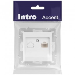 Розетка компьютерная 1-м СП Accent 6-303-01М RJ45 IP20 бел. матов. Intro Б0063625