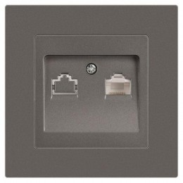 Розетка компьютерная 1-м СП Accent 6-303-09 RJ45 IP20 титан Intro Б0063642