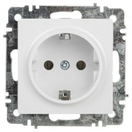 Розетка 1-м СП Accent 6-202-01 16А IP20 250В 2P+E Schuko AL/CU бел. Intro Б0063678