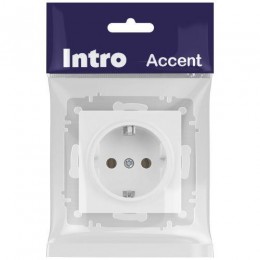 Розетка 1-м СП Accent 6-202-01М 16А IP20 250В 2P+E Schuko бел. матов. Intro Б0063681