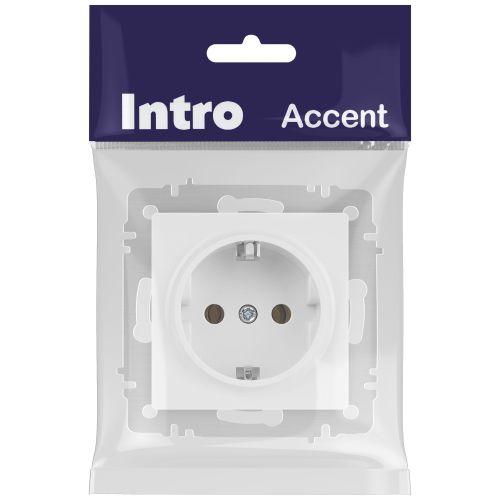 Розетка 1-м СП Accent 6-202-01М 16А IP20 250В 2P+E Schuko бел. матов. Intro Б0063681