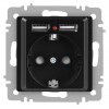 Розетка 1-м СП Accent 6-410-05 16А IP20 250В P+E Schuko + 2хUSB защ. шторки антрацит Intro Б0063698