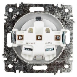 Розетка 1-м СП Accent 6-203-01 16А IP20 250В 2P+E Schuko с крышкой AL/CU бел. Intro Б0063709