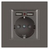 Розетка 1-м СП Accent 6-410-09 16А IP20 250В P+E Schuko + 2хUSB защ. шторки титан Intro Б0063711
