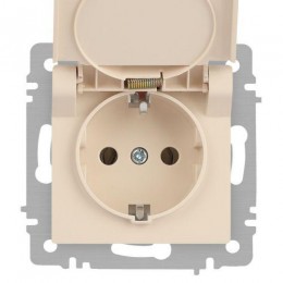 Розетка 1-м СП Accent 6-203-02 16А IP20 250В 2P+E Schuko с крышкой сл.кость Intro Б0063716