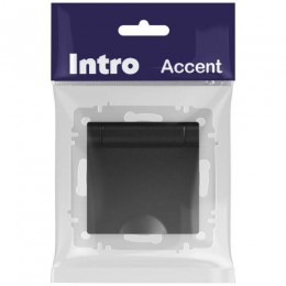 Розетка 1-м СП Accent 6-203-05 16А IP20 250В 2P+E Schuko с крышкой антрацит Intro Б0063747