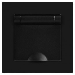 Розетка 1-м СП Accent 6-203-05 16А IP20 250В 2P+E Schuko с крышкой антрацит Intro Б0063747