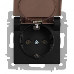 Розетка 1-м СП Accent 6-203-05 16А IP20 250В 2P+E Schuko с крышкой антрацит Intro Б0063747