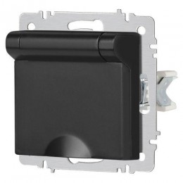 Розетка 1-м СП Accent 6-203-05 16А IP20 250В 2P+E Schuko с крышкой антрацит Intro Б0063747