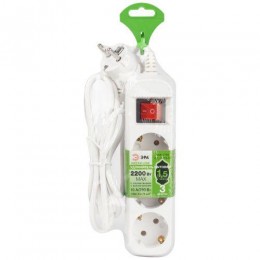 Удлинитель электрический UDL-10-315-ES Greenline 3 розетки с заземлением с выключателем 1.5м ПВС 3х0.75кв.мм Эра Б0065051