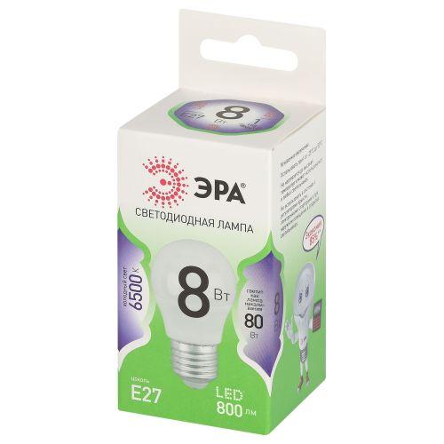 Лампа светодиодная GREEN LINE P45-8W-865-E27 GL 8Вт шар 6500К свет холод. E27 Эра Б0067022