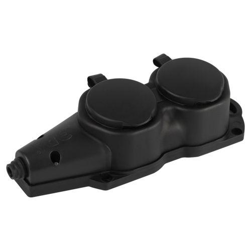 Колодка 2-м с заземл. 16A IP44 KX-2e-B-IP44 каучук. черн. Эра Б0068451