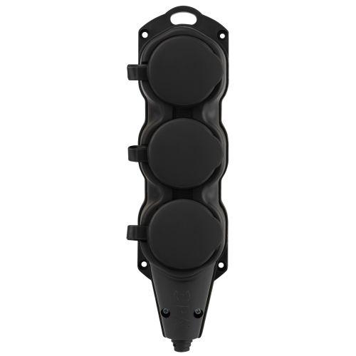 Колодка 3-м с заземл. 16A IP44 KX-3e-B-IP44 каучук. черн. Эра Б0068453
