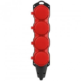 Колодка 4-м с заземл. 16A IP44 KX-4e-RED-IP44 каучук. красн. Эра Б0068456