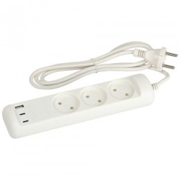 Удлинитель электрический U-3-1.5m-USB-W 3 розетки + 3xUSB A+C 1.5м 10А бел. Эра Б0069075
