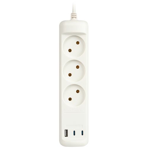 Удлинитель электрический U-3-3m-USB-W 3 розетки + 3xUSB A+C 3м 10А бел. Эра Б0069076