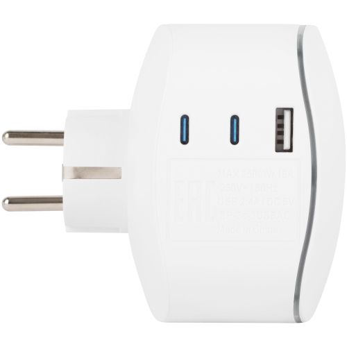 Разветвитель 3-м SP-3e-3USBAC-W + 3 USB A+C с заземл. со шторками 16А бел. Эра Б0069081