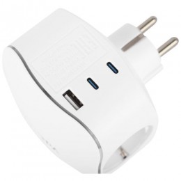 Разветвитель 3-м SP-3e-3USBAC-W + 3 USB A+C с заземл. со шторками 16А бел. Эра Б0069081