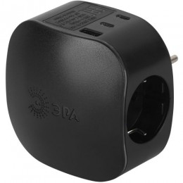 Разветвитель 3-м SP-3e-3USBAC-B + 3 USB A+C с заземл. со шторками 16А чер. Эра Б0069082