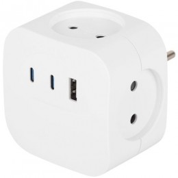 Разветвитель 4-м SP-4-3USBAC-W + 3 USB A+C со шторками 10А бел. Эра Б0069083