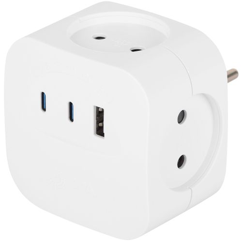 Разветвитель 4-м SP-4-3USBAC-W + 3 USB A+C со шторками 10А бел. Эра Б0069083