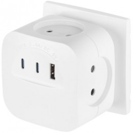 Разветвитель 4-м SP-4-3USBAC-W + 3 USB A+C со шторками 10А бел. Эра Б0069083