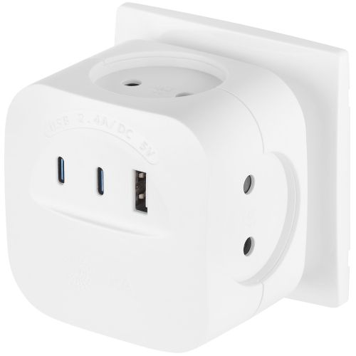 Разветвитель 4-м SP-4-3USBAC-W + 3 USB A+C со шторками 10А бел. Эра Б0069083