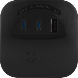 Разветвитель 4-м SP-4-3USBAC-B + 3 USB A+C со шторками 10А чер. Эра Б0069084