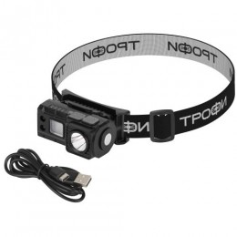 Фонарь светодиодный налобный GA-102 аккумуляторный 3Вт сенсорное управление магнит клипса 5 режимов Трофи Б0069569