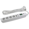 Удлинитель с сетевым фильтром 5х2м с заземл. 10А IP20 U-5es-2m-W 2хUSB ПВС 3х0.75 с выкл. защ. шторки бел. Эра C0043327