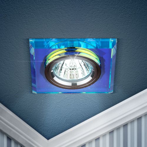 Светильник точечный DK8 CH/PR 50Вт MR16 12В декор стекло квадрат хром./перламутр ЭРА C0043790