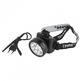 Фонарь аккумуляторный налобный TG9 9LED аккум. 4В 0.9А.ч ЗУ 220В (картон. упак.) Трофи C0045557