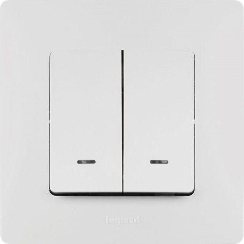 Выключатель 2-кл. СП Etika 10А IP20 250В 10AX с подсветкой/индикацией безвинтов. зажимы механизм бел. IEK 672204