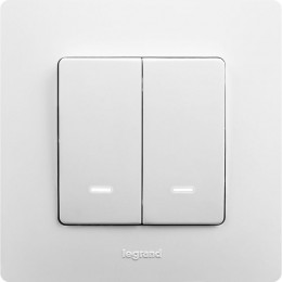 Выключатель 2-кл. СП Etika 10А IP20 250В 10AX с подсветкой/индикацией безвинтов. зажимы механизм бел. IEK 672204