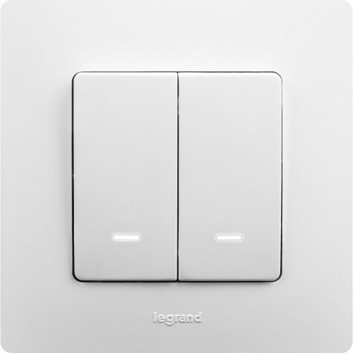 Выключатель 2-кл. СП Etika 10А IP20 250В 10AX с подсветкой/индикацией безвинтов. зажимы механизм бел. IEK 672204