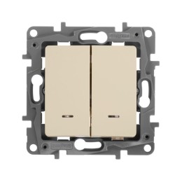 Переключатель 2-кл. СП Etika Plus 10А IP20 250В 10AX с подсветкой безвинтов. зажимы механизм сл. кость IEK 672316
