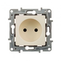 Розетка 1-м СП Etika 16А IP31 250В 2P без заземл. защ. шторки немецк. стандарт винтов. клеммы механизм сл. кость Leg 672334