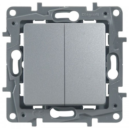 Переключатель 2-кл. СП Etika Plus 10А IP20 250В 10AX безвинтов. зажимы механизм алюм. IEK 672412